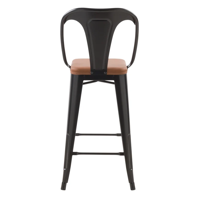 Chaise de bar mi-hauteur Charly noire et marron 68 cm (lot de 2)