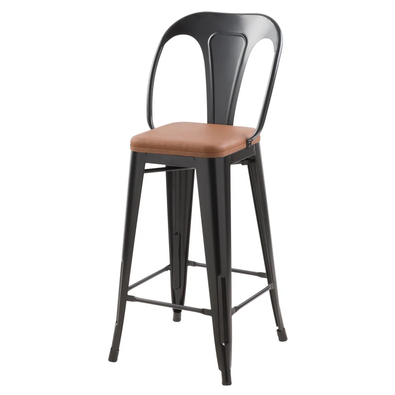 Chaise de bar mi-hauteur Charly noire et marron 68 cm (lot de 2)