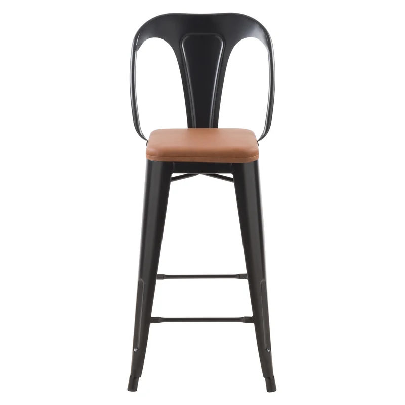 Chaise de bar mi-hauteur Charly noire et marron 68 cm (lot de 2)