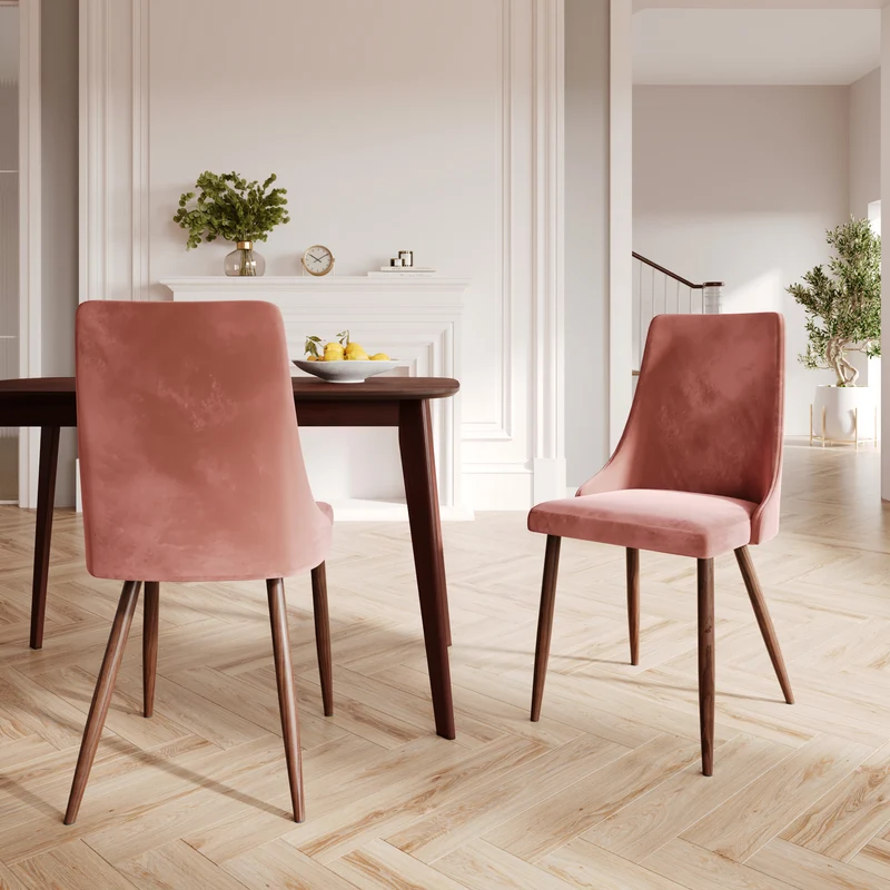 Chaise Vinni en velours rose (lot de 2)