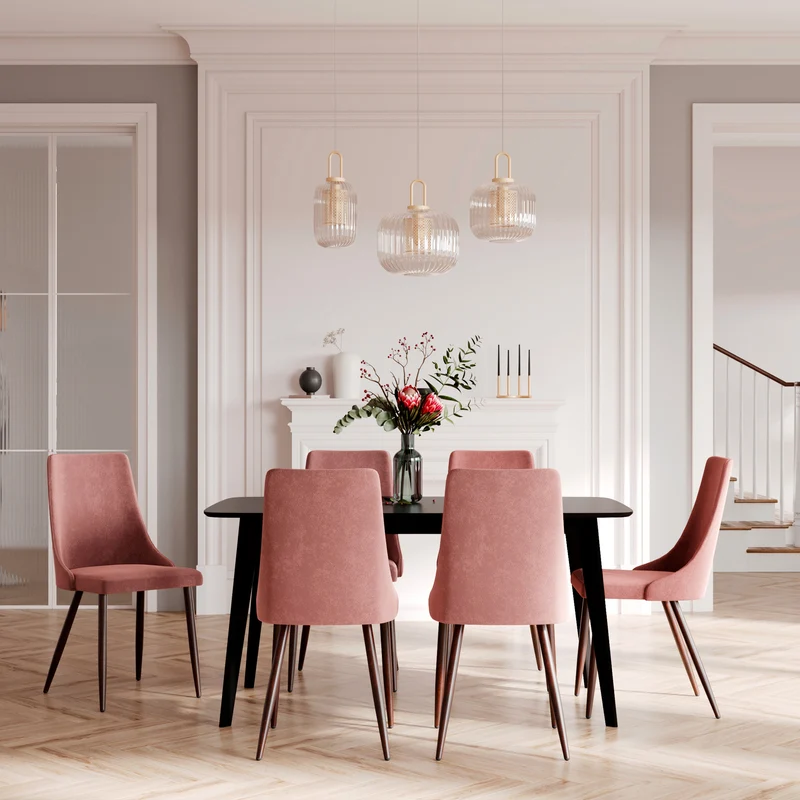 Chaise Vinni en velours rose (lot de 2)