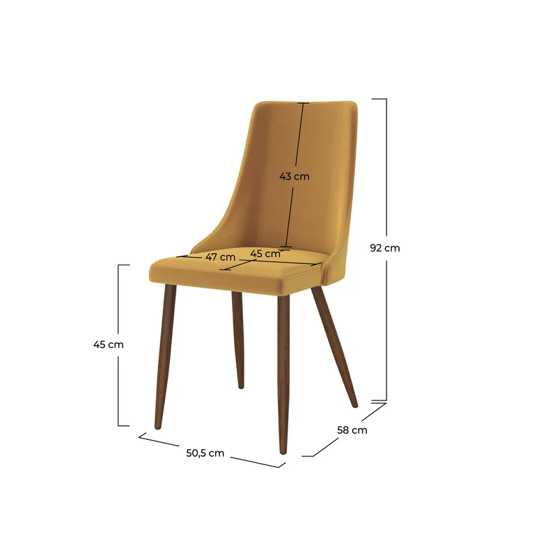 Chaise Vinni en velours jaune moutarde (lot de 2)