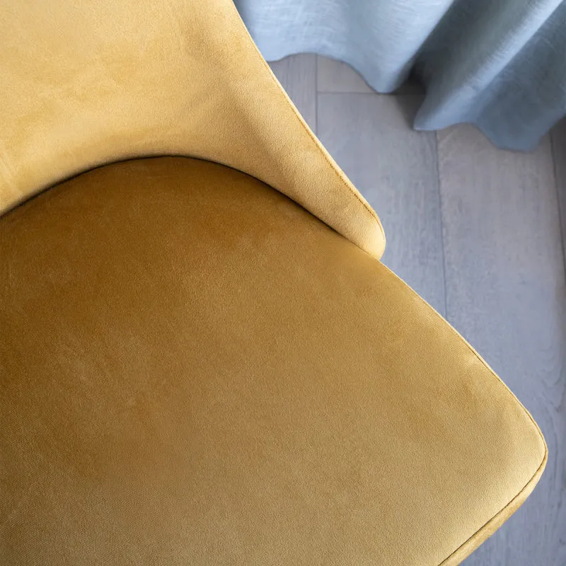 Chaise Vinni en velours jaune moutarde (lot de 2)