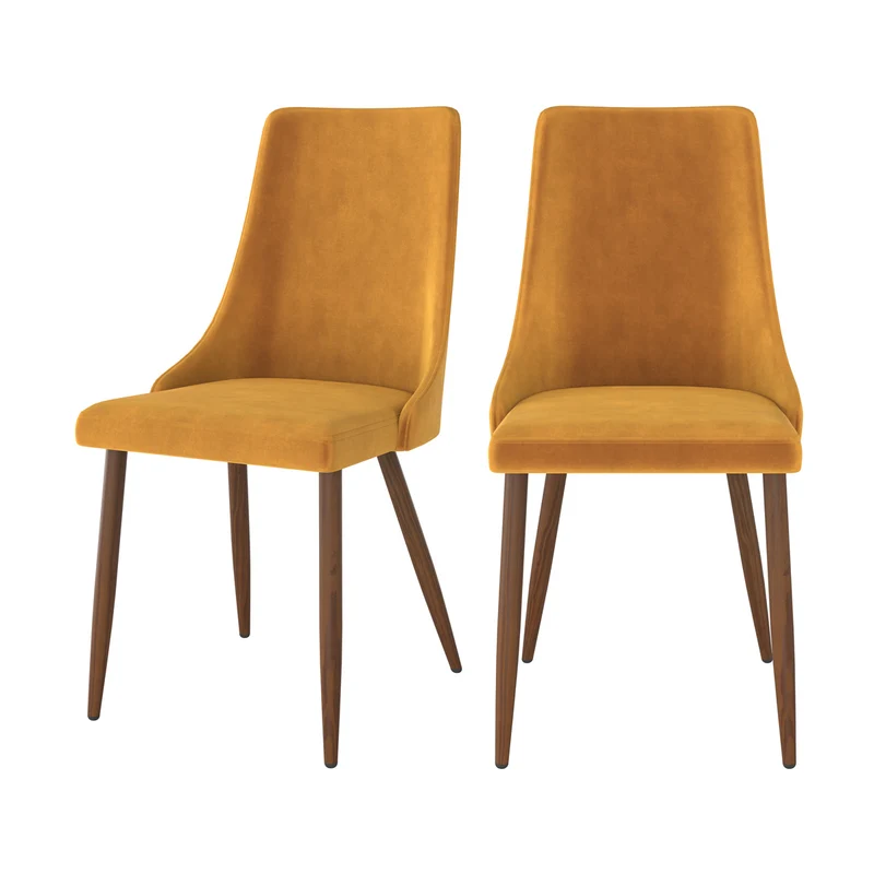 Chaise Vinni en velours jaune moutarde (lot de 2)