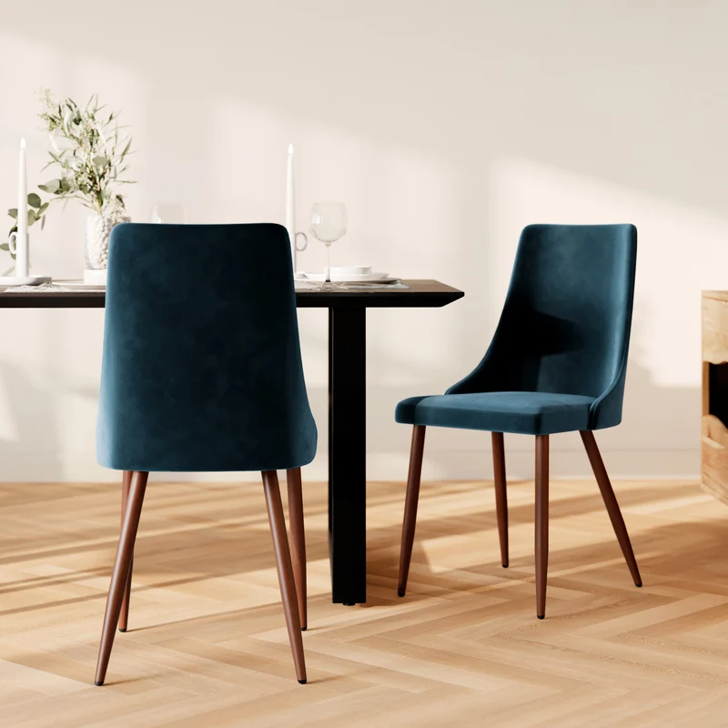 Chaise Vinni en velours bleu (lot de 2)