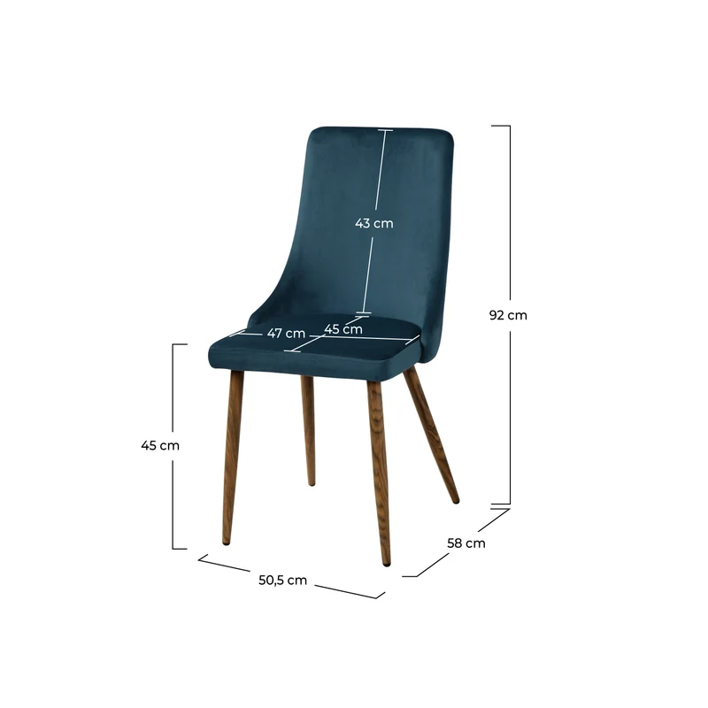 Chaise Vinni en velours bleu (lot de 2)