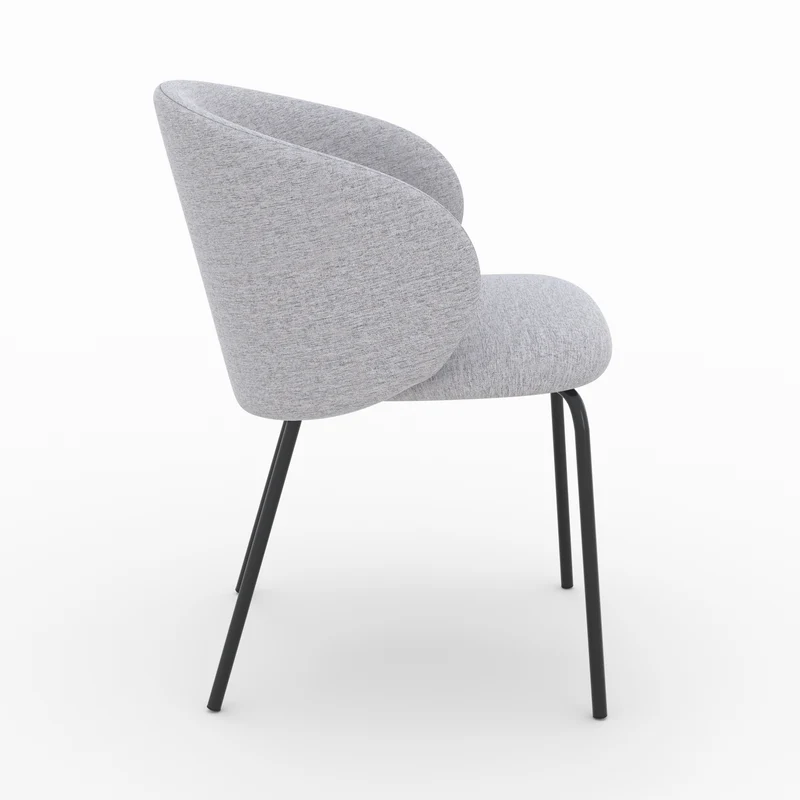Chaise Victoria en tissu gris clair et pieds en métal noir (lot de 2)