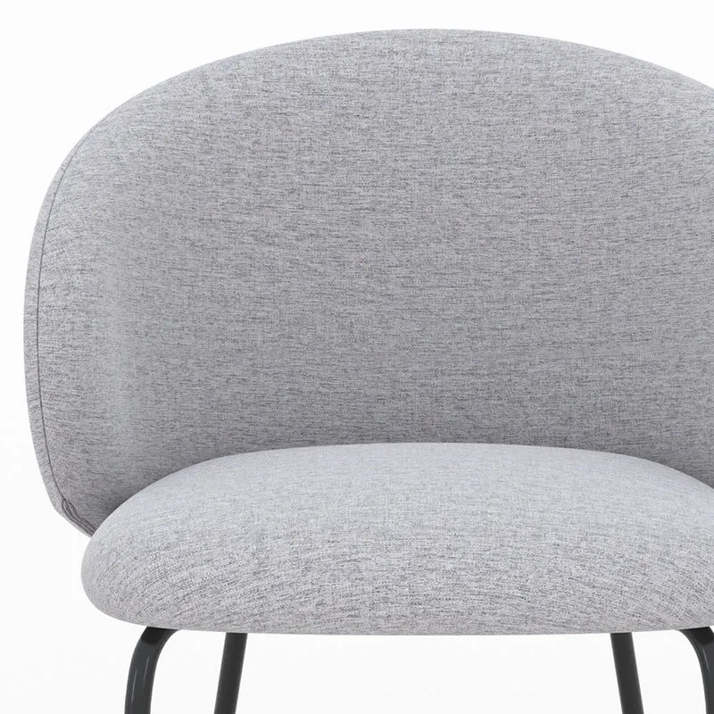Chaise Victoria en tissu gris clair et pieds en métal noir (lot de 2)