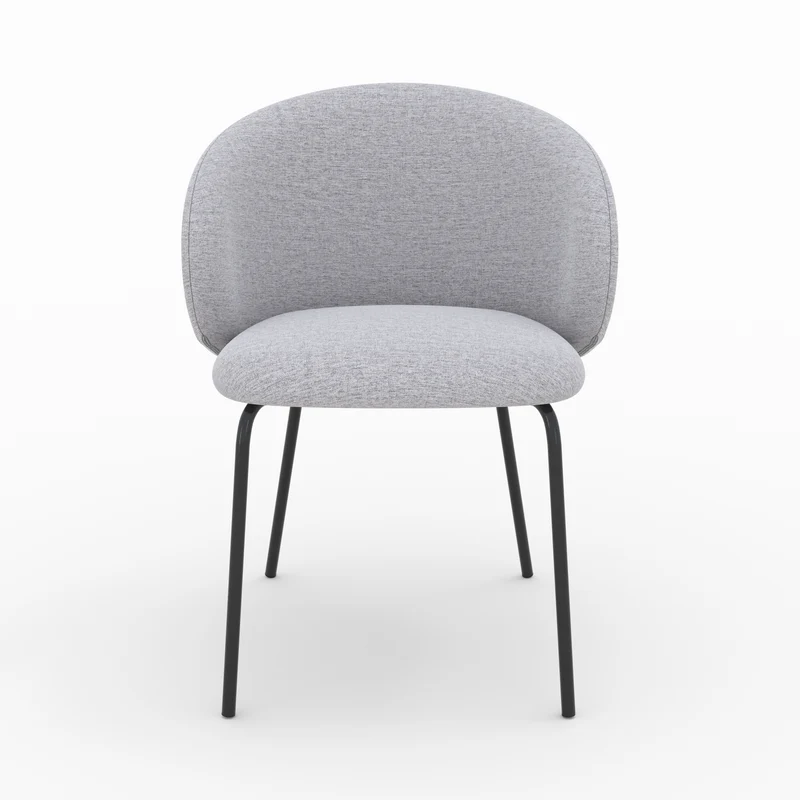 Chaise Victoria en tissu gris clair et pieds en métal noir (lot de 2)