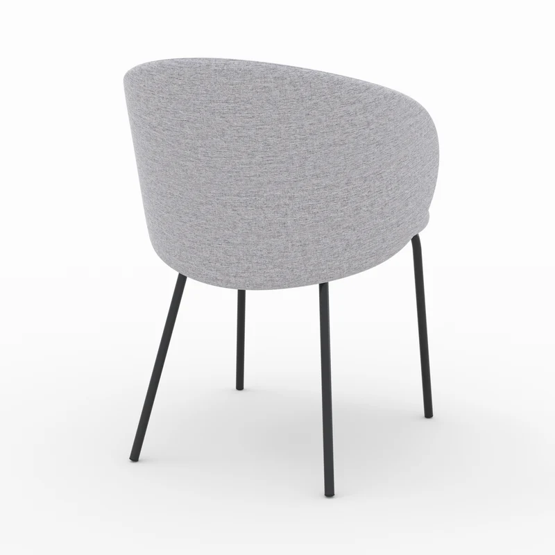 Chaise Victoria en tissu gris clair et pieds en métal noir (lot de 2)