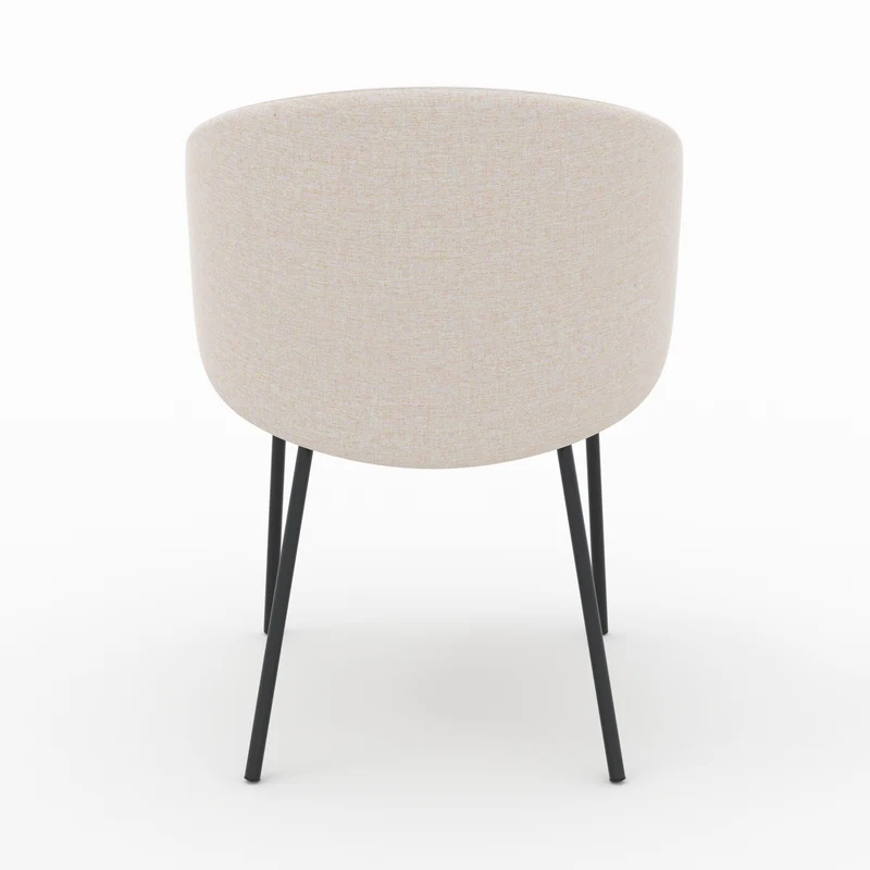 Chaise Victoria en tissu beige et pieds en métal noir (lot de 2)