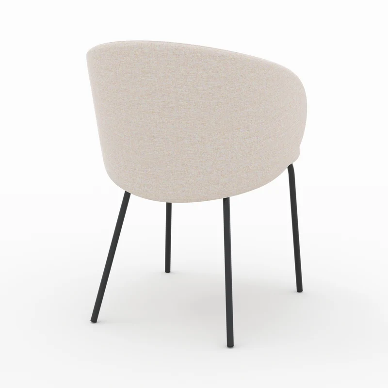 Chaise Victoria en tissu beige et pieds en métal noir (lot de 2)