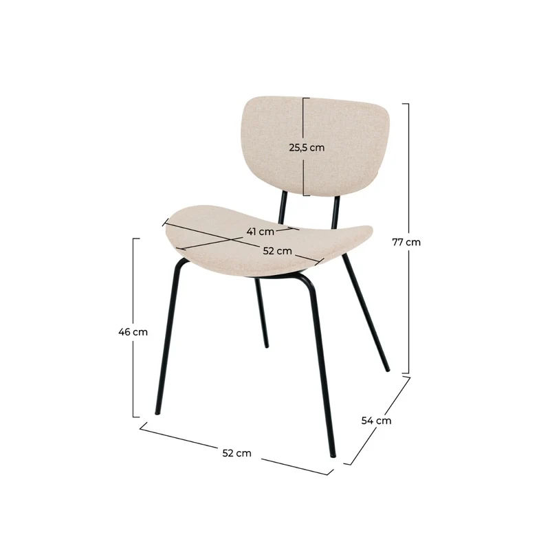 Chaise Verner en tissu beige (lot de 2)