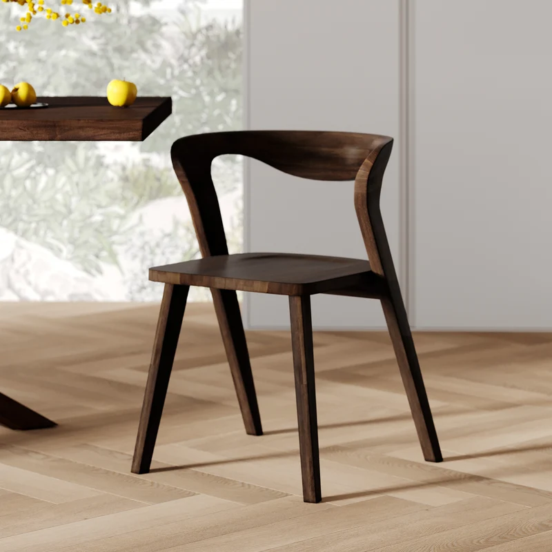 Chaise Vega en bois d'hévéa foncé
