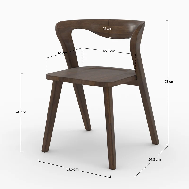Chaise Vega en bois d'hévéa foncé