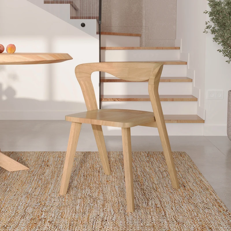 Chaise Vega en bois d'hévéa clair