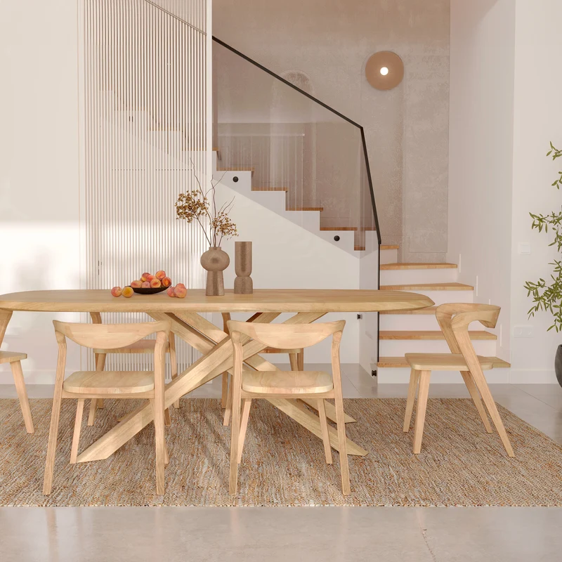 Chaise Vega en bois d'hévéa clair