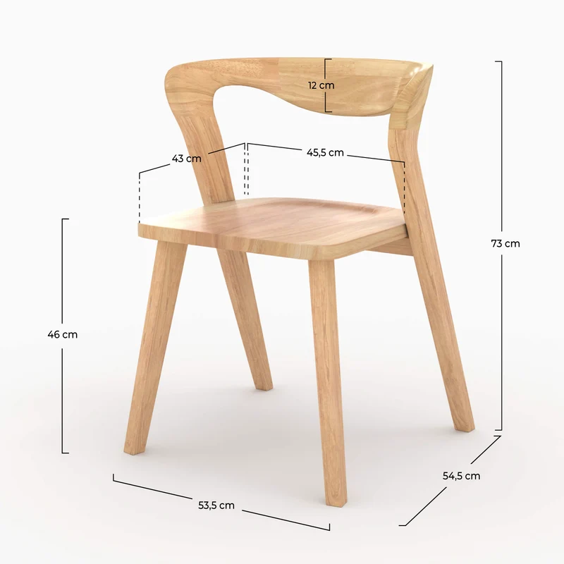 Chaise Vega en bois d'hévéa clair
