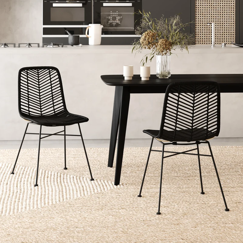 Chaise Tamara en rotin noir (lot de 2)