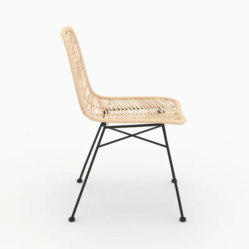 Chaise Tamara en rotin naturel pieds noirs (lot de 2)