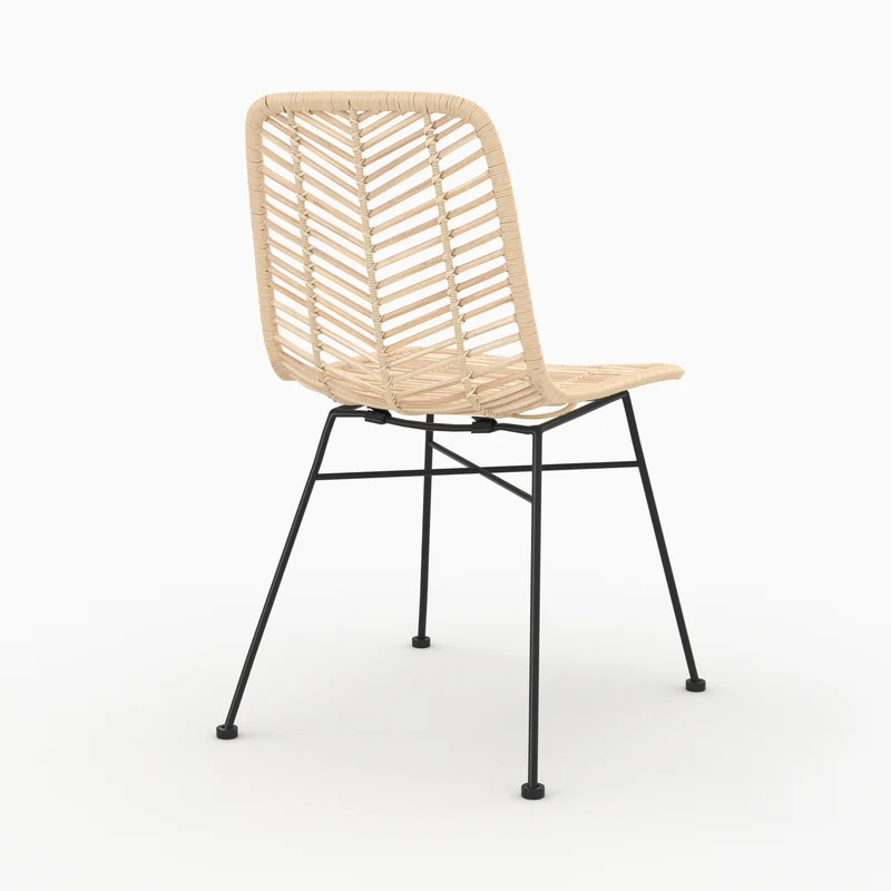 Chaise Tamara en rotin naturel pieds noirs (lot de 2)