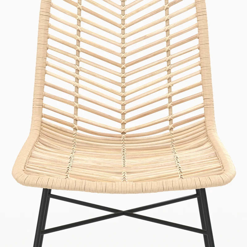 Chaise Tamara en rotin naturel pieds noirs (lot de 2)