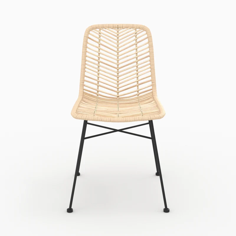 Chaise Tamara en rotin naturel pieds noirs (lot de 2)