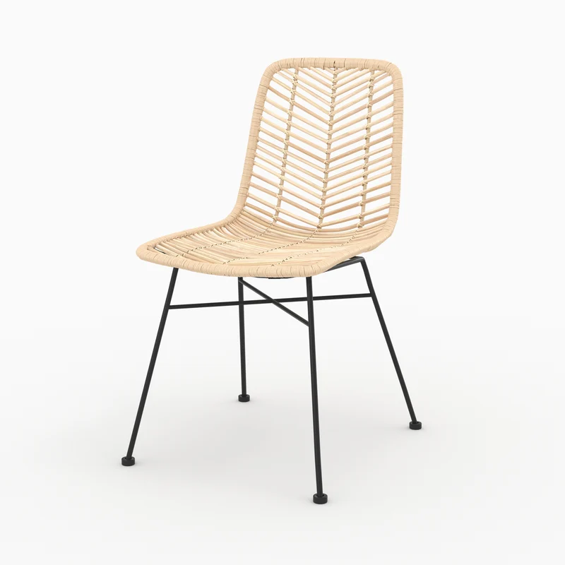 Chaise Tamara en rotin naturel pieds noirs (lot de 2)