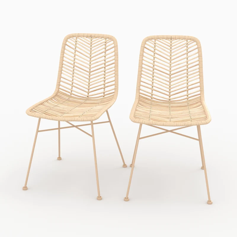 Chaise Tamara en rotin naturel pieds beiges (lot de 2)