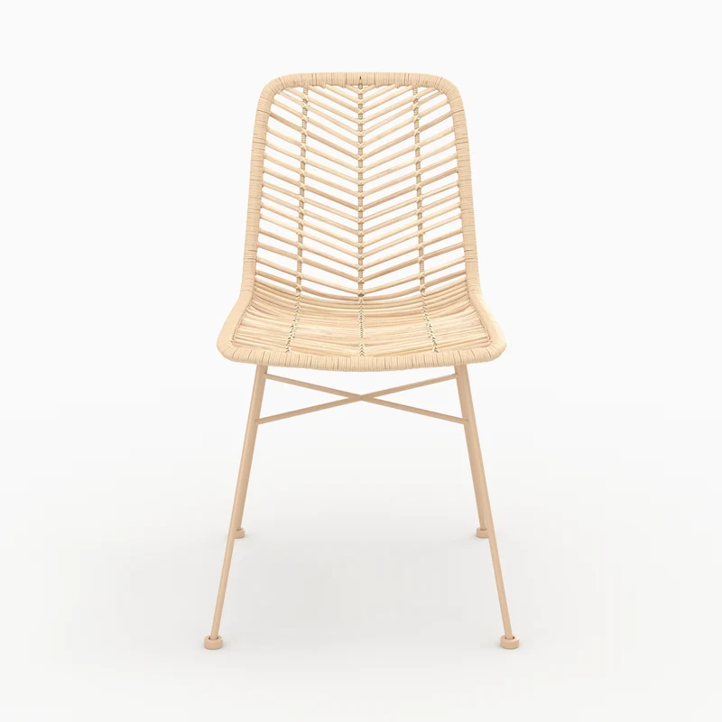 Chaise Tamara en rotin naturel pieds beiges (lot de 2)