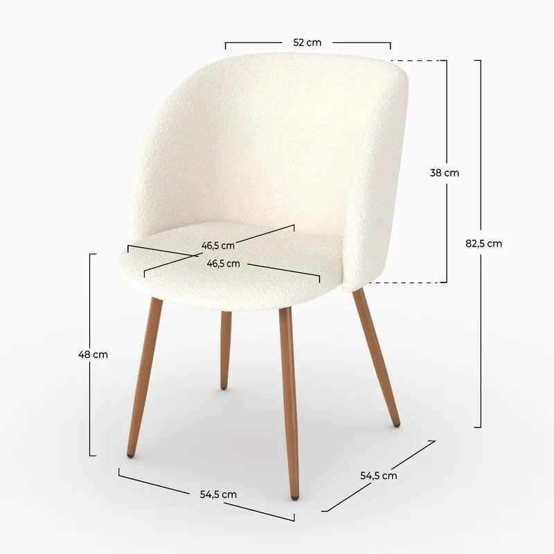 Chaise Swan en tissu bouclé beige (lot de 2)