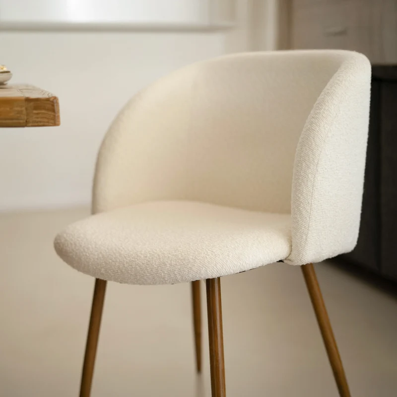 Chaise Swan en tissu bouclé beige (lot de 2)