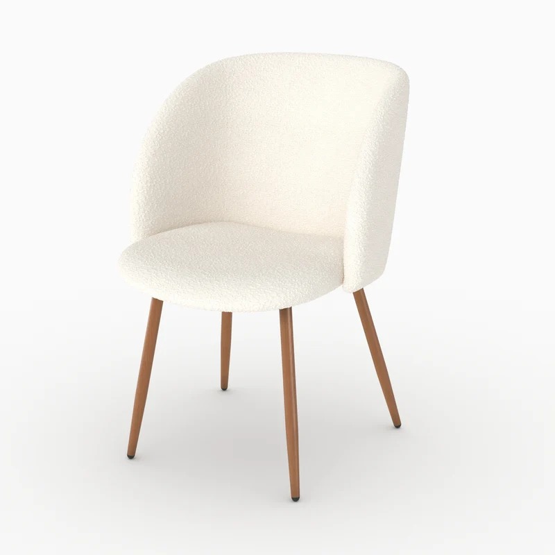 Chaise Swan en tissu bouclé beige (lot de 2)