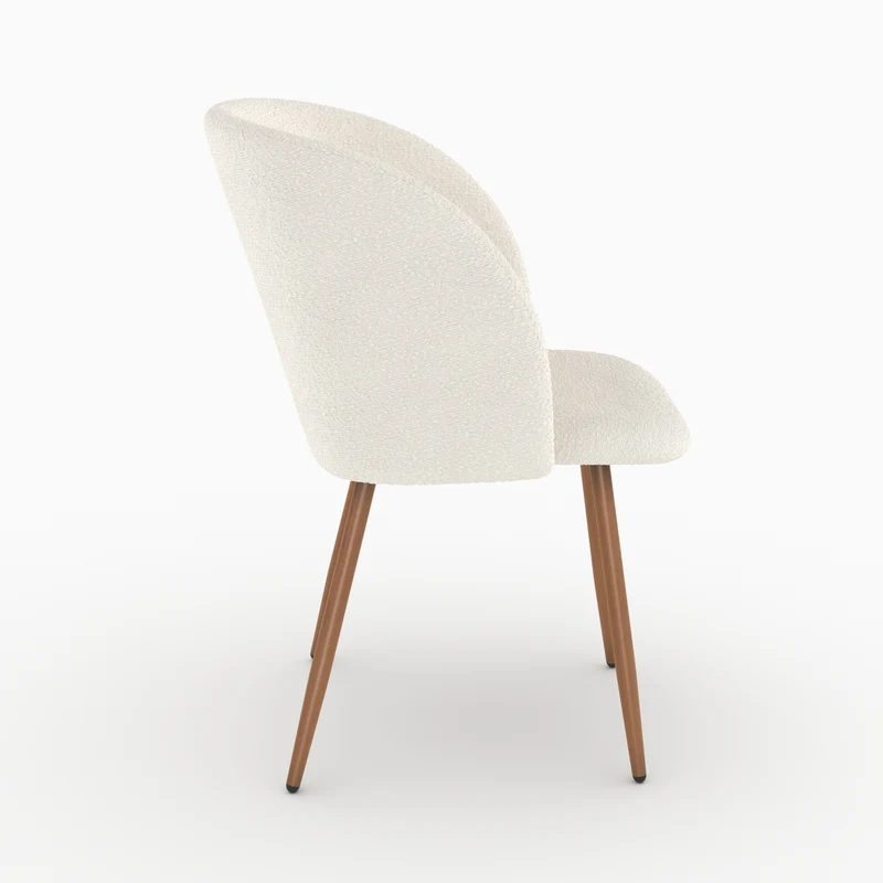 Chaise Swan en tissu bouclé beige (lot de 2)