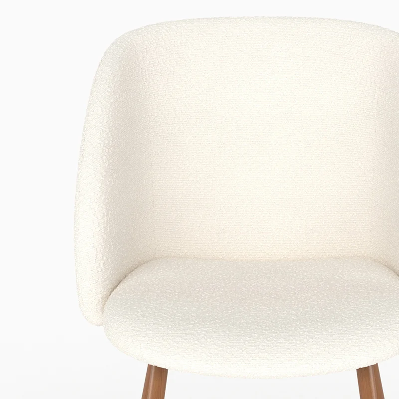 Chaise Swan en tissu bouclé beige (lot de 2)