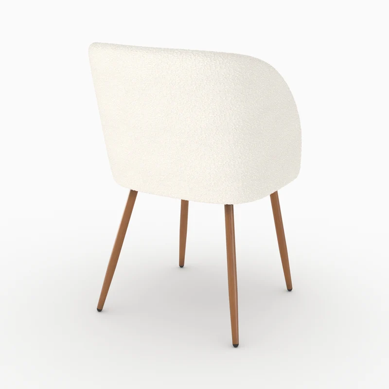Chaise Swan en tissu bouclé beige (lot de 2)