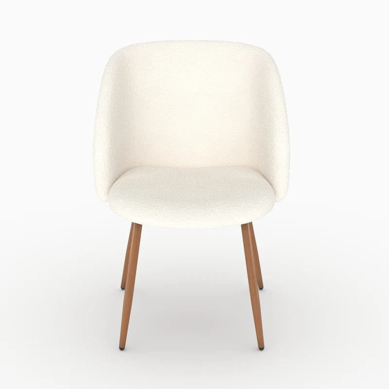 Chaise Swan en tissu bouclé beige (lot de 2)