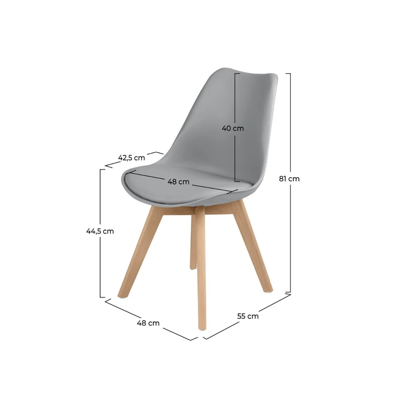 Chaise Skandi gris clair (lot de 2)