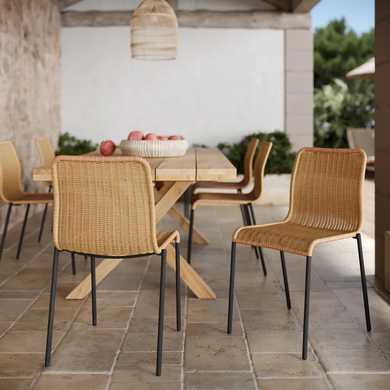 Chaise Sirivara en résine tressée naturelle (lot de 2)