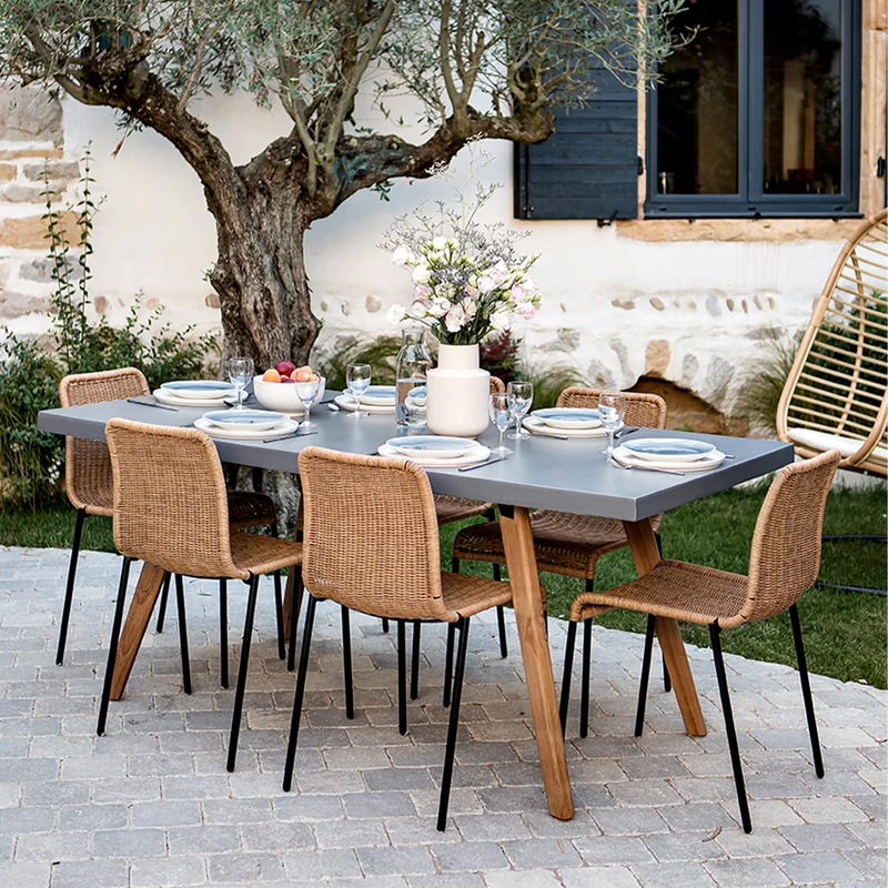 Chaise Sirivara en résine tressée naturelle (lot de 2)