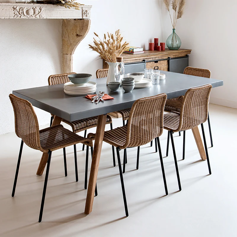 Chaise Sirivara en résine tressée naturelle (lot de 2)