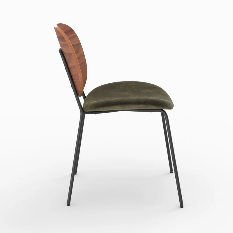 Chaise Simone en velours vert kaki (lot de 2)