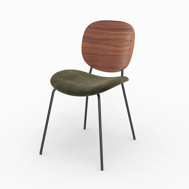Chaise Simone en velours vert kaki (lot de 2)