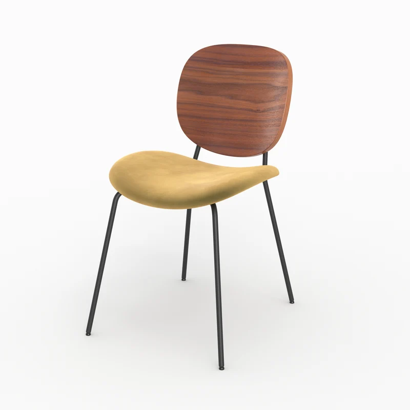 Chaise Simone en velours jaune moutarde (lot de 2)