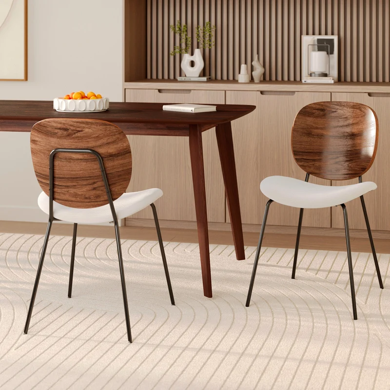 Chaise Simone en tissu beige chiné (lot de 2)