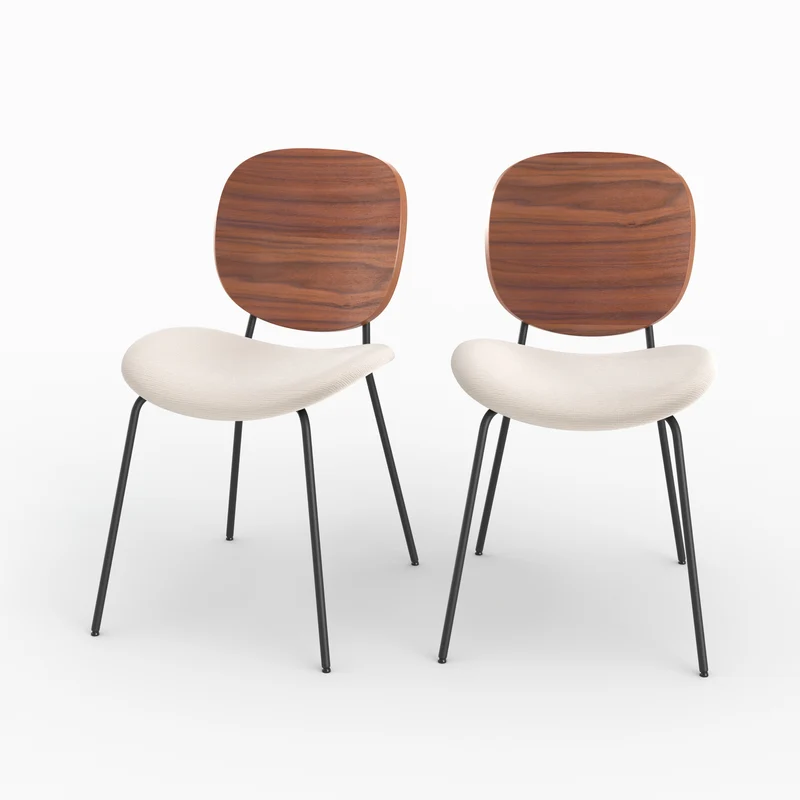 Chaise Simone en tissu beige chiné (lot de 2)