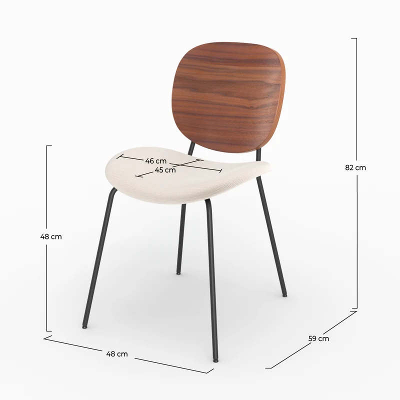 Chaise Simone en tissu beige chiné (lot de 2)