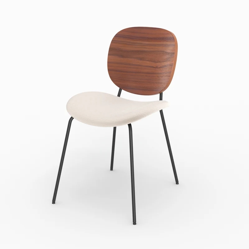 Chaise Simone en tissu beige chiné (lot de 2)