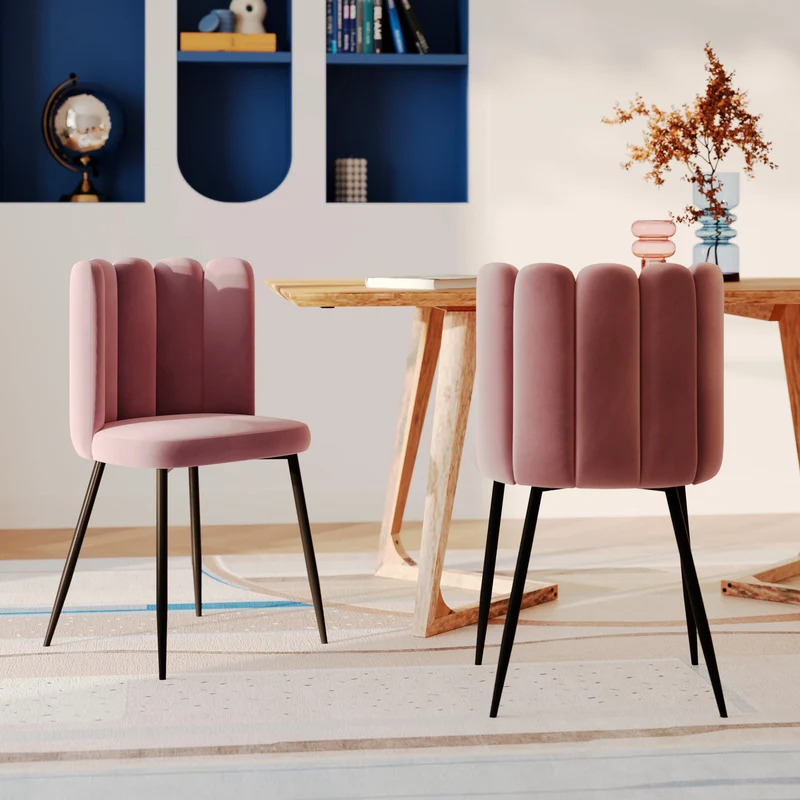 Chaise Rosy en velours vieux rose (lot de 2)