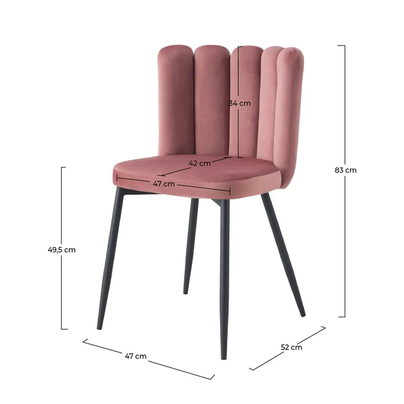 Chaise Rosy en velours vieux rose (lot de 2)